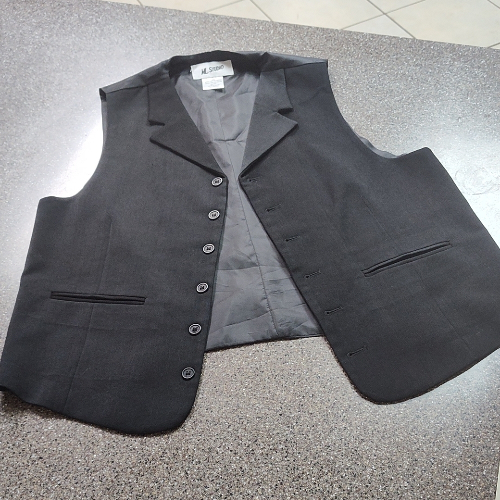 M.STUDIO Black Formal Vest with Lapels